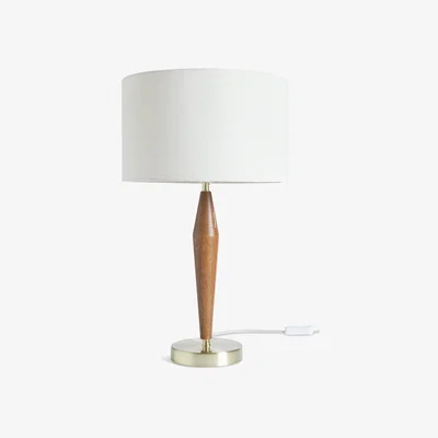 Habitat Habitat Century Wood 50cm Table Lamp - Brass