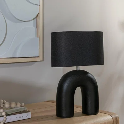 Habitat Habitat Wishbone 37cm Ceramic Table Lamp - Black