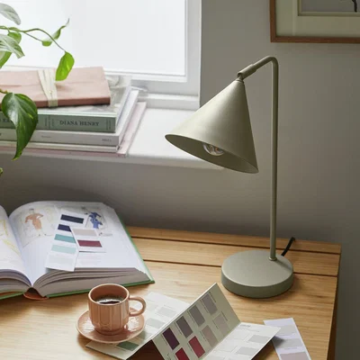 Habitat Habitat Cone 40cm Metal Table Lamp - Grey
