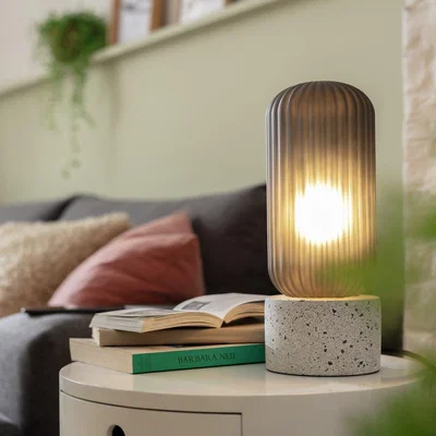 Habitat Habitat Rallie Smoked Glass Terrazzo Table Lamp - Grey