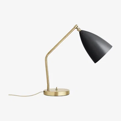 Heal's Gubi Gräshoppa Table Lamp Brass Base Jet Black Shade - Heal's UK Lighting