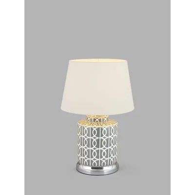 John Lewis Pacific Lifestyle Geo Ceramic Table Lamp, Grey/White