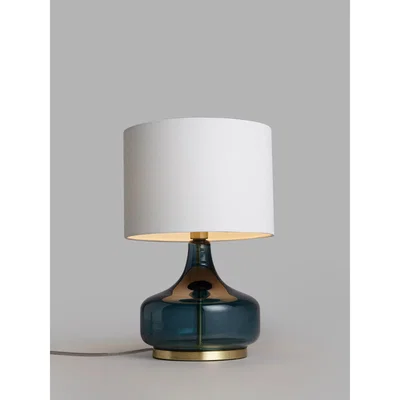 John Lewis John Lewis & Partners Atley Glass Table Lamp, Turquoise