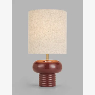John Lewis John Lewis Squash Ribbed Ceramic Table Lamp, Damson