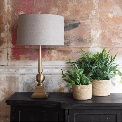 John Lewis One.World Clifton Antiqued Stem Table Lamp, Brushed Gold