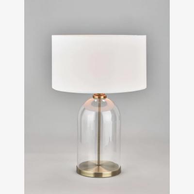 John Lewis Pacific Lifestyle Cloche Glass Base Table Lamp, Clear/Antique Brass