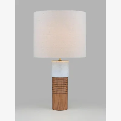 John Lewis John Lewis Stack Marble Tall Table Lamp, Walnut/White