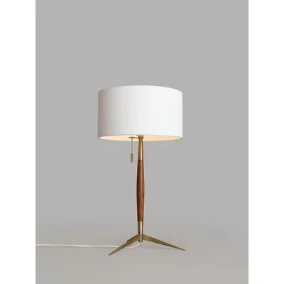 John Lewis John Lewis & Partners Spindle Table Lamp, Walnut Stained Ash/Brass