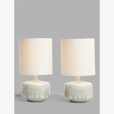 John Lewis John Lewis Delaney Ceramic Duo Table Lamp, Light Green