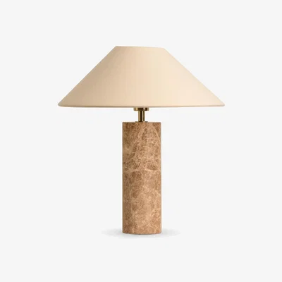John Lewis Lights & Lamps Denari Marble Cylinder Table Lamp, Brown