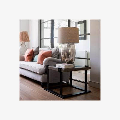 John Lewis One.World Clifton Crackle Base Linen Shared Table Lamp, Mercury