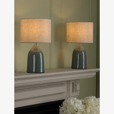 John Lewis Laura Ashley Penny Table Lamp, Set of Two, Blue