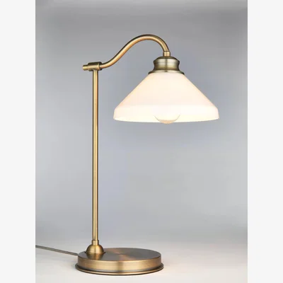 John Lewis John Lewis Tula Opaline Table Lamp, Matte Antique Brass