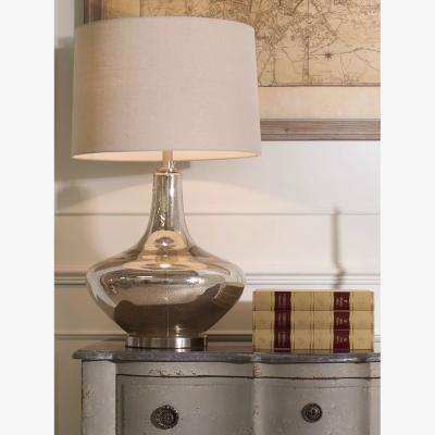 John Lewis One.World Clifton Crackle Glaze Base Linen Shade Table Lamp, Nickel