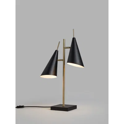 John Lewis John Lewis & Partners Conic Table Lamp, Black/Brass