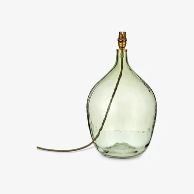 John Lewis John Lewis & Partners Robyn Bottle Glass Lamp Base with Jenny Velvet Lampshade, Green/Emerald