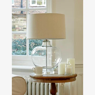 John Lewis One.World Clifton Apple Glass Base Linen Shade Table Lamp, Clear