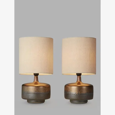John Lewis John Lewis Delaney Ceramic Duo Table Lamp, Bronze Glaze