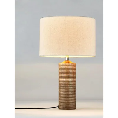 John Lewis John Lewis & Partners Ribbed Wood Table Lamp, Brown