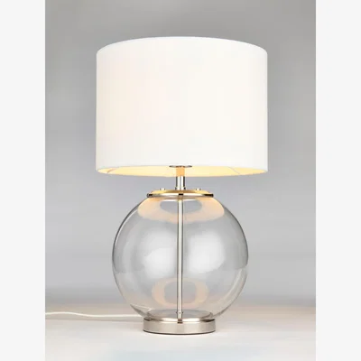 John Lewis John Lewis Park Globe Glass Touch Table Lamp, Clear/Nickel