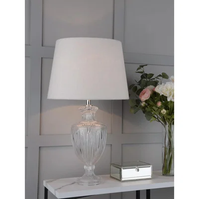 John Lewis Laura Ashley Meredith Large Ribbed Glass Table Lamp, Clear