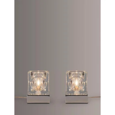 John Lewis John Lewis & Partners Cuboid Touch Table Lamps, Set of 2, Polished Chrome