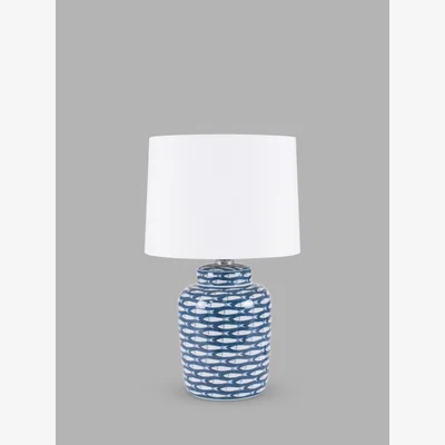 John Lewis Pacific Lifestyle Schoal Fish Porcelain Table Lamp, Blue