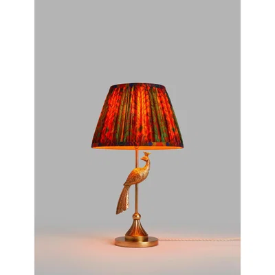 John Lewis John Lewis & Partners + Matthew Williamson Peacock Lamp Base and Peacock Tapered Lampshade, Gold/Red