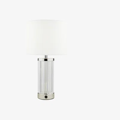 John Lewis Där Enrico Battery LED Table Lamp, Polished Nickel