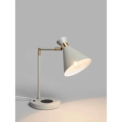 John Lewis John Lewis & Partners Mid-Cenutry Wireless Charging Desk Lamp, Grey