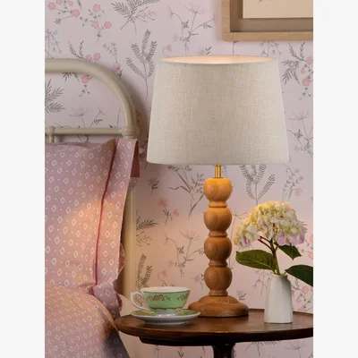 John Lewis Laura Ashley Maria Wooden Table Lamp, Natural Oak