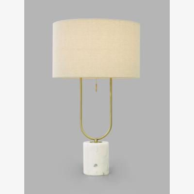 John Lewis John Lewis Mid Century Dual Stem Table Lamp, White Marble/Brass