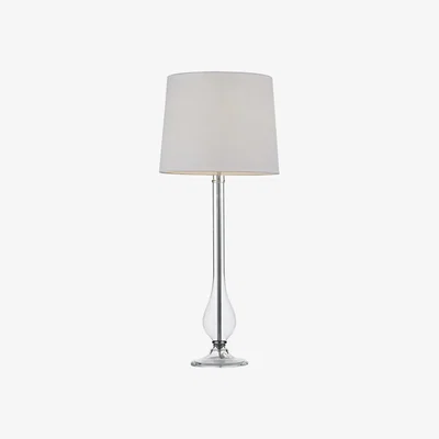 Knees Dar Lighting DIL4008 Dillon Table Lamp Clear Glass Complete With White Shade