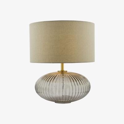 Knees dar lighting EDM4275 Edmond Table Lamp Smoked Glass Antique Brass Detail with Shade