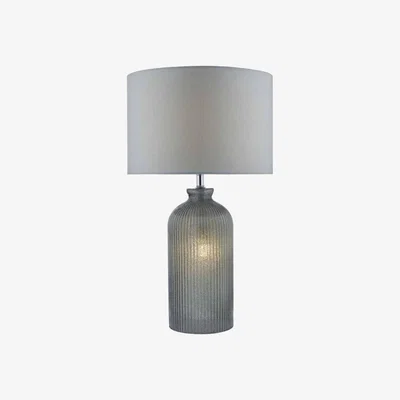 Knees dar lighting PAM4239 Pamplona Table Lamp Grey Complete With Grey Faux Silk Shade