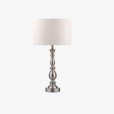 Knees dar lighting MAD4246 Madrid Ball Table Lamp Satin Chrome with Shade