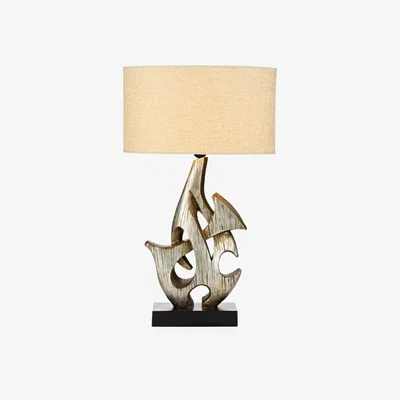 Knees dar lighting SAB4332-X Sabre Table Lamp Silver Wooden with SAB4332RS/X Shade