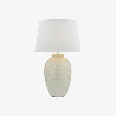Knees dar lighting LUE432 Luelle 1 Light Table Lamp Gloss Glazed Cream with Shade