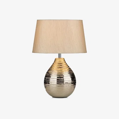 Knees Dar Lighting Gustav GUS1232 Table Lamp Complete with Shade - Silver