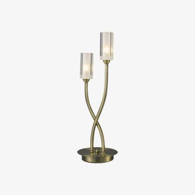 Knees dar lighting MOR4075 Morgan 2 Light Table Lamp Antique Brass