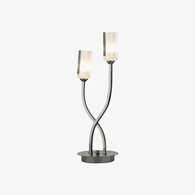 Knees dar lighting MOR4067 Morgan 2 Light Table Lamp Black Chrome