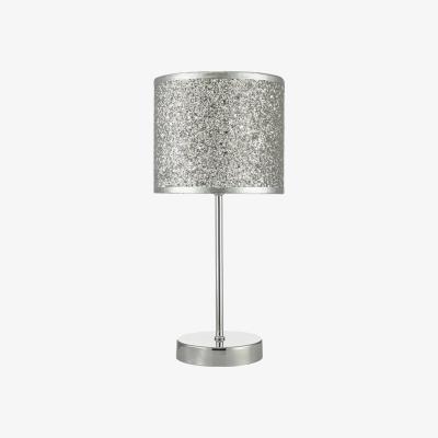 Knees dar lighting BIS4132 Bistro Touch Table Lamp Polished Chrome with Silver Glitter Shade