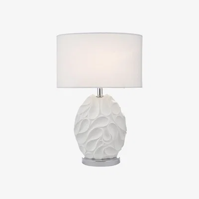 Knees Dar Lighting ZAC412 Zachary Table Lamp White Oval Complete With Shade