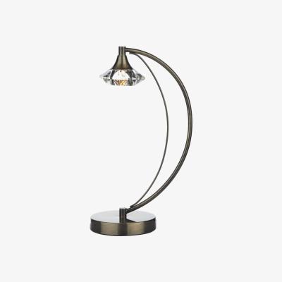 Knees dar lighting LUT4175 Luther 1 Light Table Lamp Antique Brass Crystal
