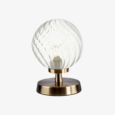 Knees dar lighting ESB4175-03 Esben Touch Table Lamp Antique Brass with Twisted Glass