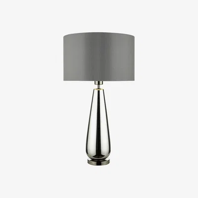 Knees dar lighting PAB4267 Pablo Table Lamp Black Chrome Base with Smoked Grey Shade