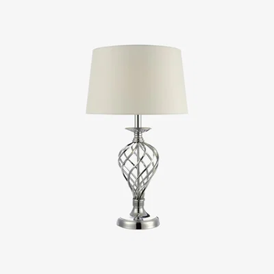 Knees dar lighting IFF4350 Iffley Touch Table Lamp Polished Chrome Twist Cage Base with Shade