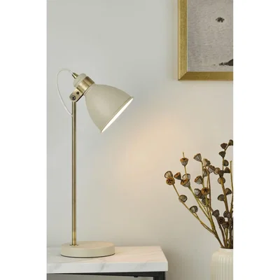 Knees dar lighting FRE4233 Frederick Task Table Lamp Cream Antique Brass