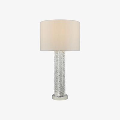 Knees dar lighting LAZ4239 Lazio Table Lamp Silver Rod Base with Faux Silk Shade