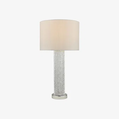 Knees dar lighting LAZ4239 Lazio Table Lamp Silver Rod Base with Faux Silk Shade